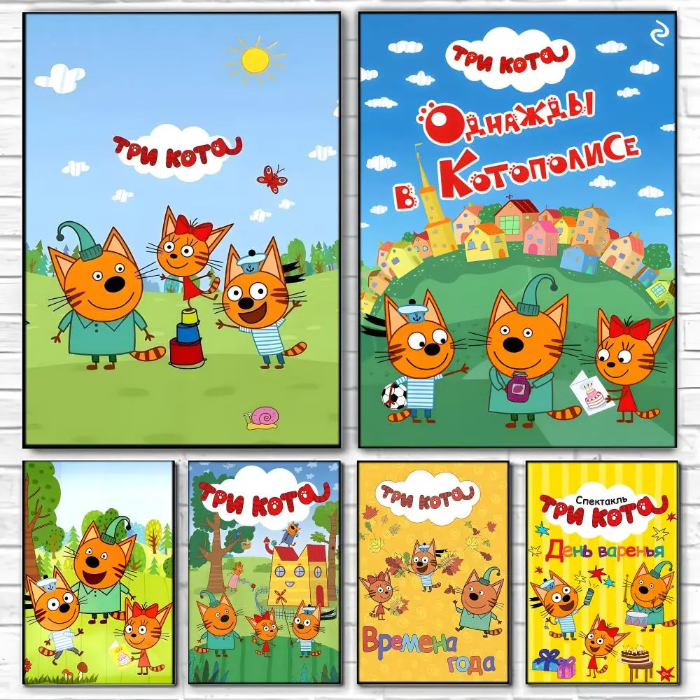 Kids Cartoon T-Tri Kota Poster  Self-adhesive Art Waterproof Paper Sticker Coffee House Bar Room Wall Decor