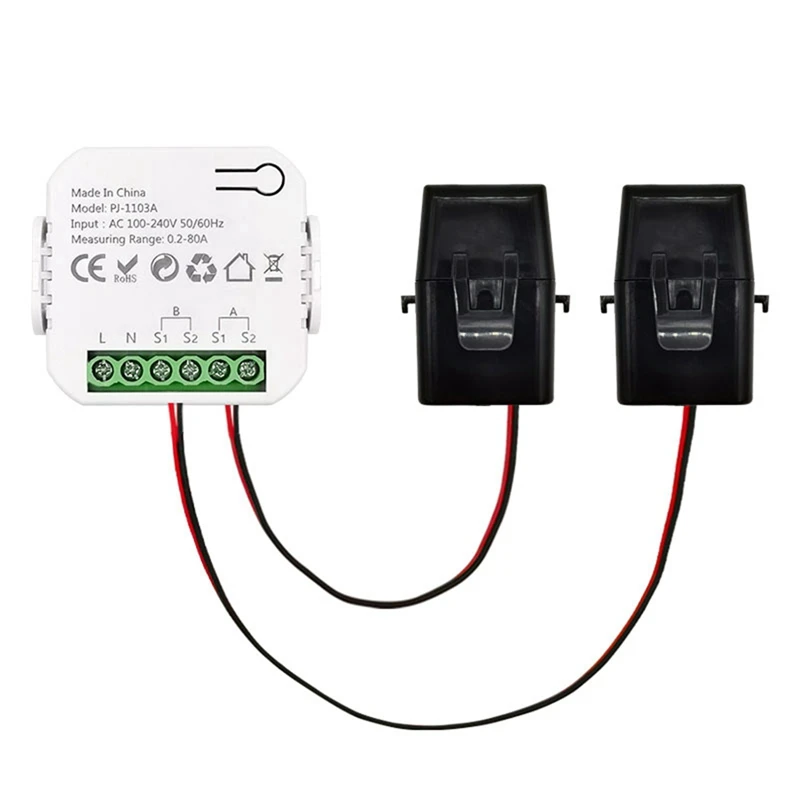 Medidor de energía inteligente Tuya, consumo de producción de energía, Monitor de potencia bidireccional, 0,2-80A, compatible con Control por aplicación