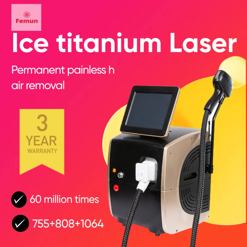 

Professional Soprano Diode Ice Titanium Laser Body Hair Removal Machine 3 Wave 808nm Alexandrite Device Permanent CE Woman 3000w