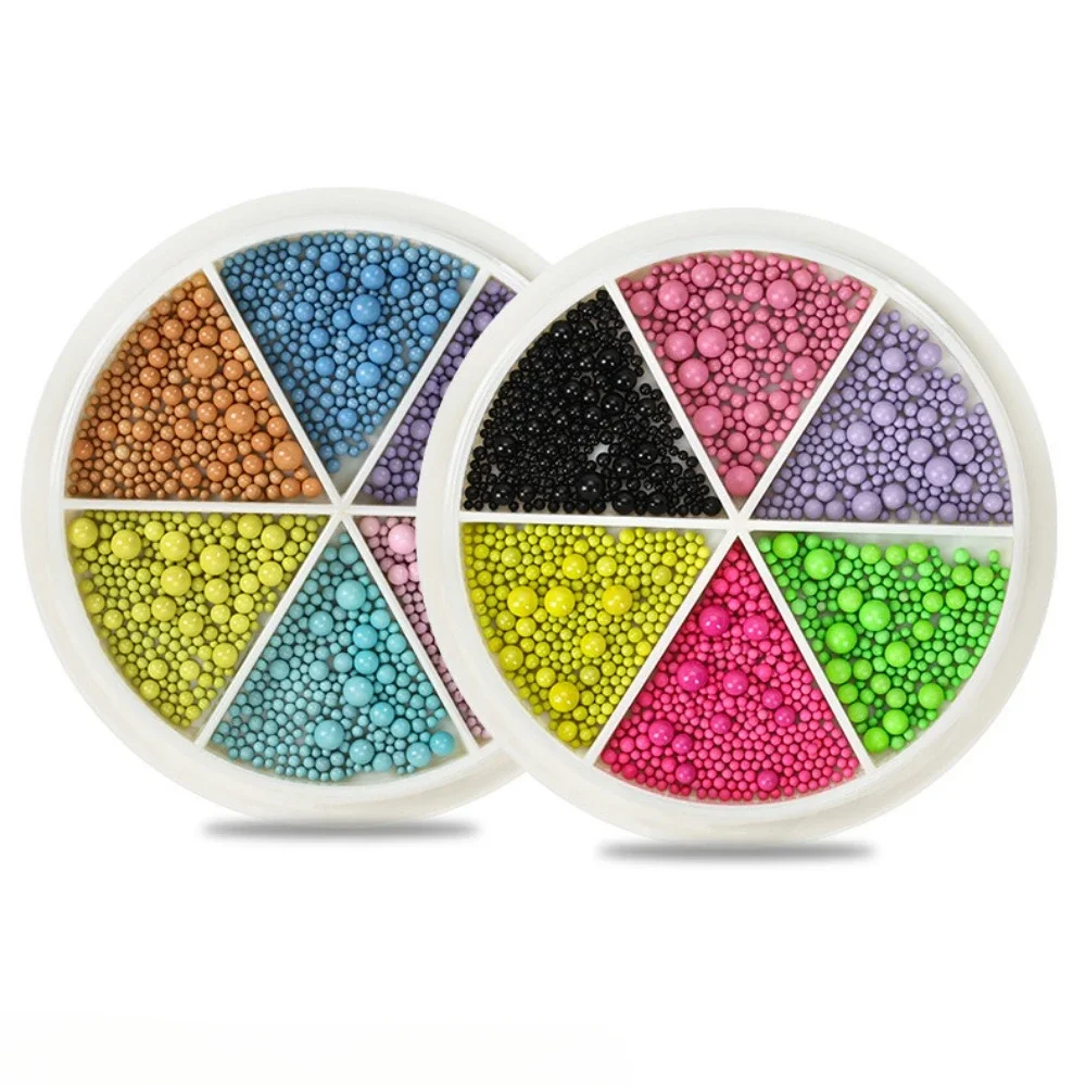 6 Grids Nail Art Tiny Steel Caviar Beads Mulit Size 3D Design Colorful Jewelry Manicure Tool DIY Nail Decoration Nail Sticker