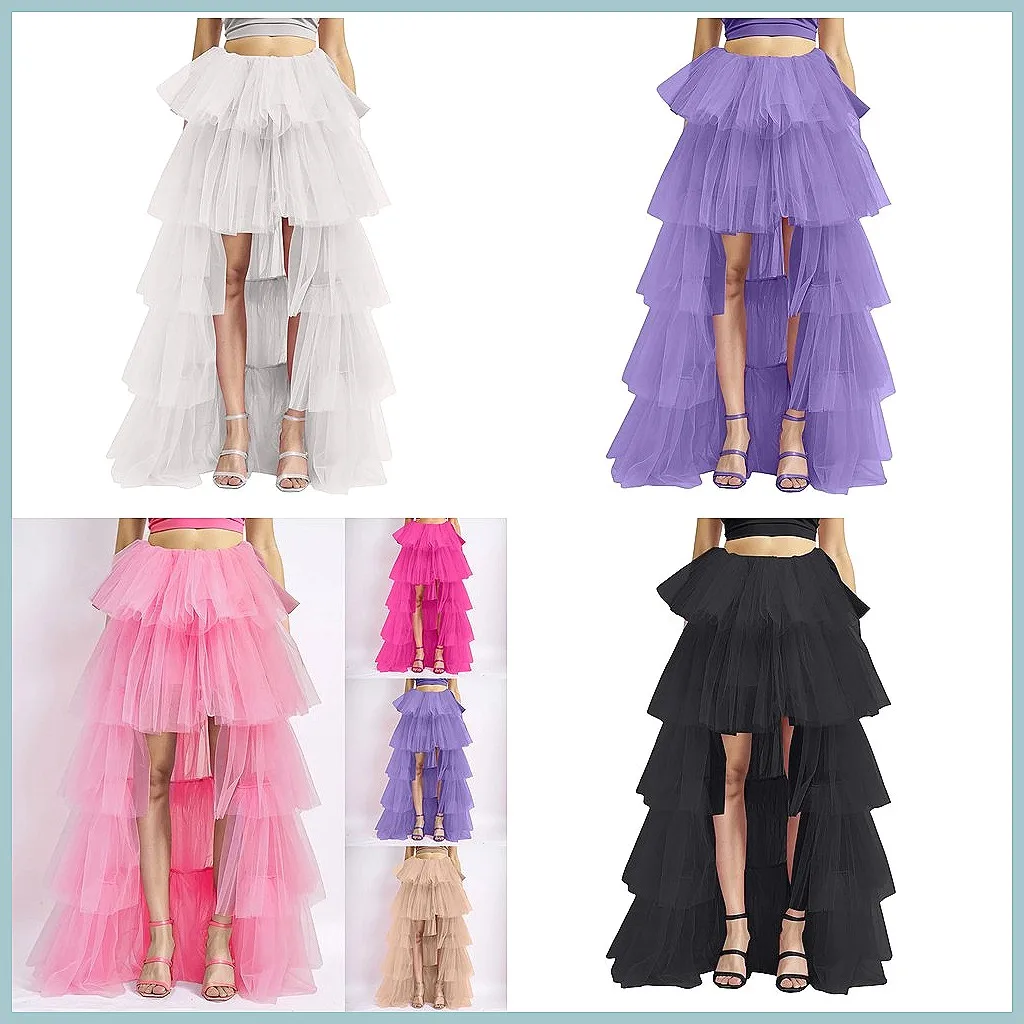 

Элегантная асимметричная многослойная юбка-пачка из сетки для женщин, с эластичной талией, для вечеринок и клубов