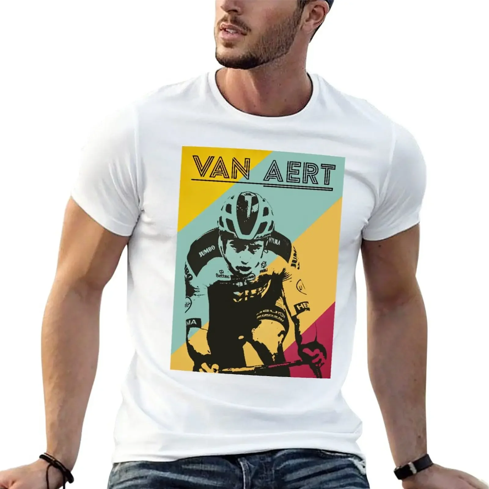 

Wout van Aert Cycling art print retro T-Shirt oversized graphic tee tops plain custom t shirt mens clothing
