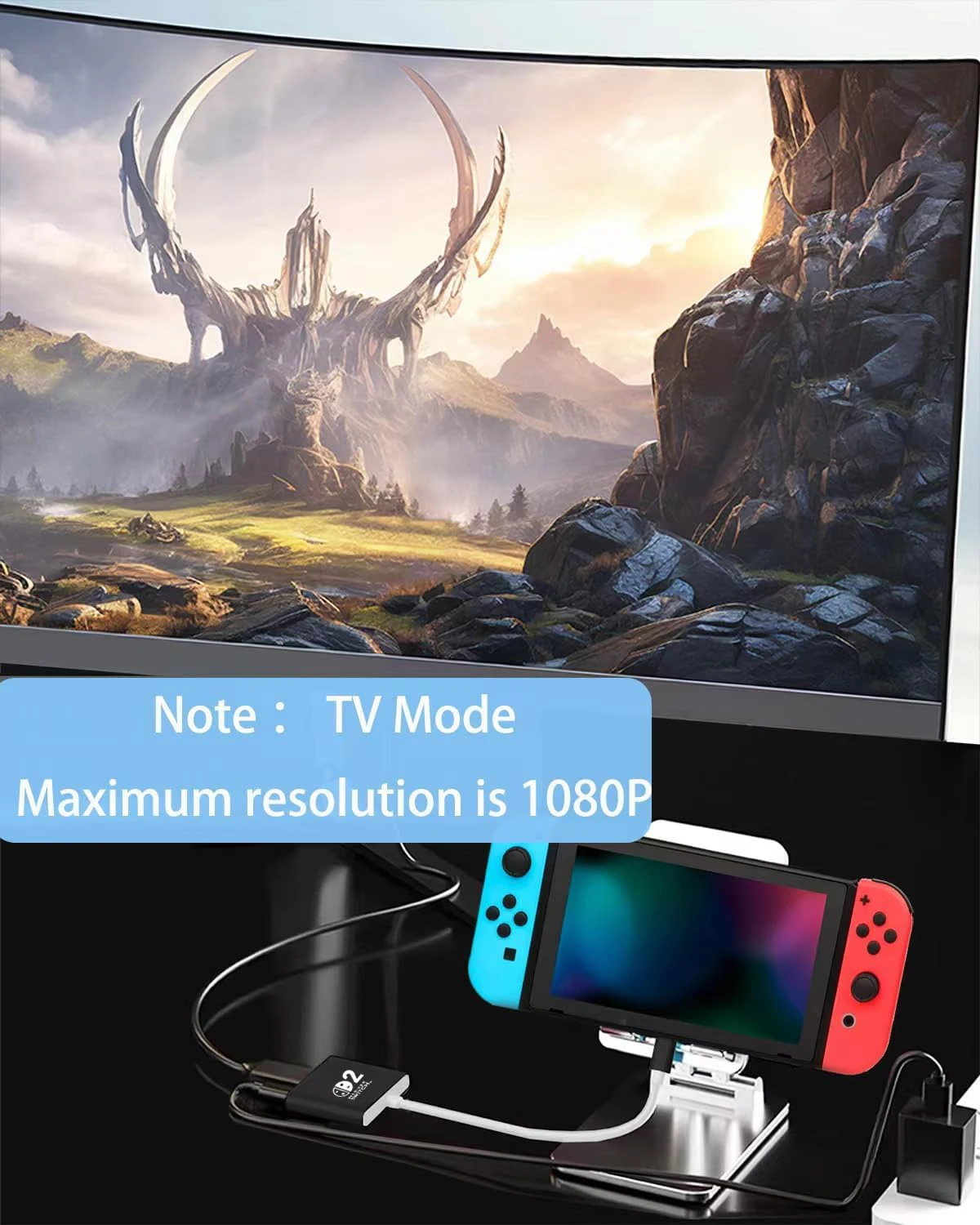 Switch 2 Dock,TV Docking Station for Switch OLED/Steam Deck,HDMI 2.0 4K@60HZ Portable with PD 100W Charging,USB 3.0 Port（3 in1）