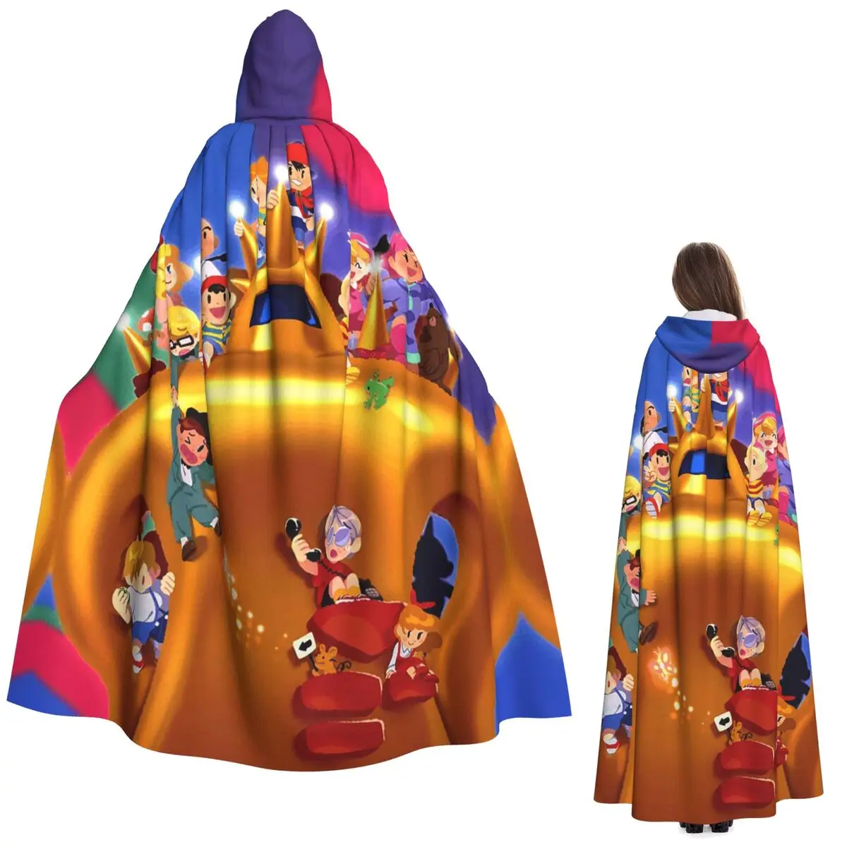 

Earthbound Long Hooded Cloak Witch Medieval Costume Cosplay Cape HalloweenCoat Adult Unisex