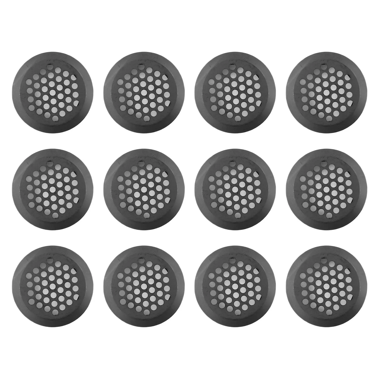 

Ventilation Grilles Air Vent Holes Black Home Improvement Louver Hole Mesh Vents Round Soffit Stainless Steel 12pcs