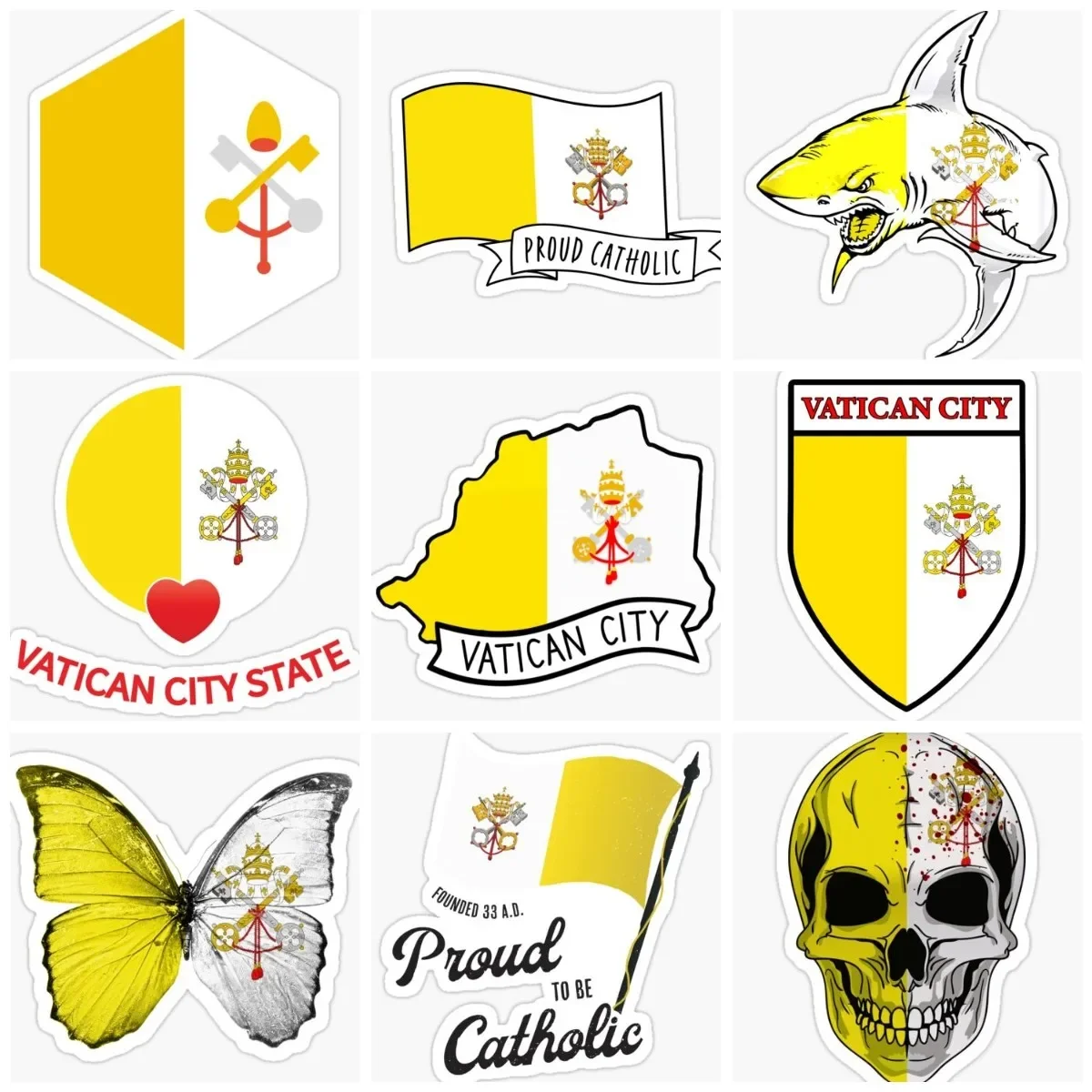 

Vatican VA Emblem flag Creative Sticker Motorcycle wall Car Accessories truck window bicycle glass van helmet decal Accessories