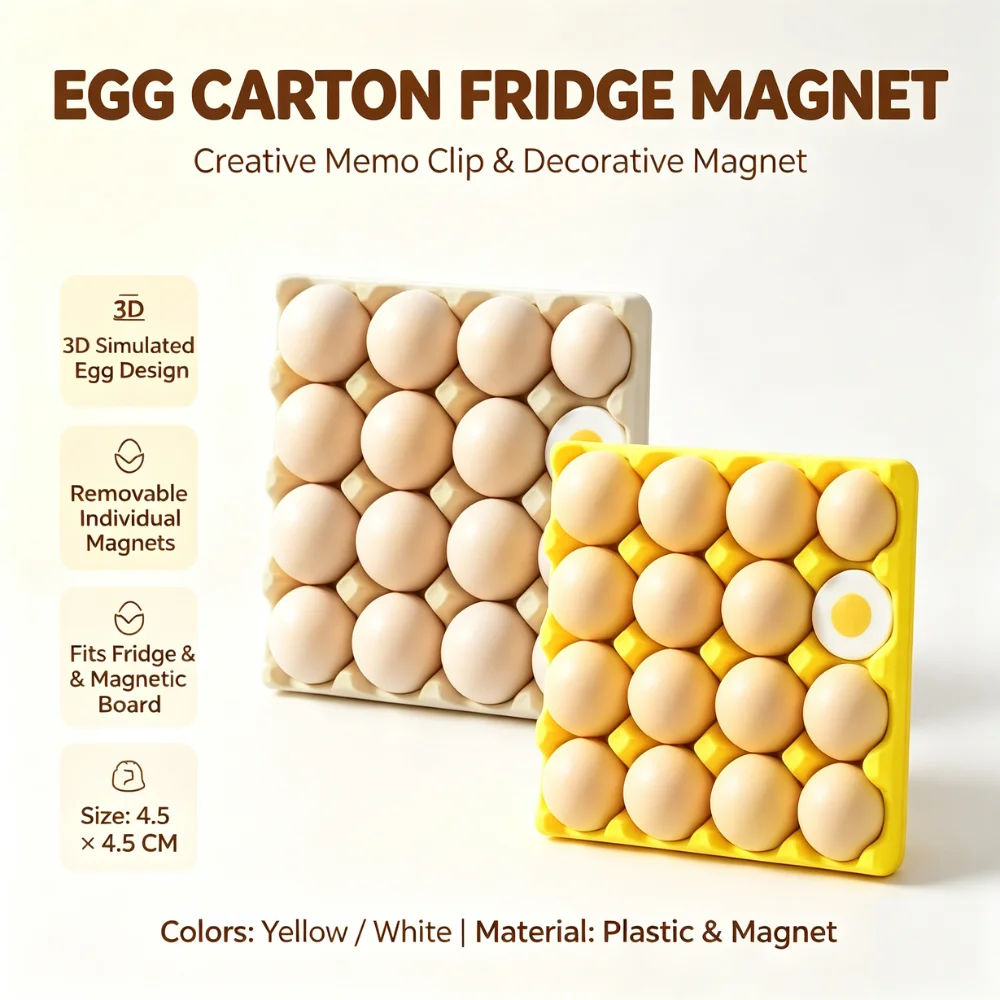 Cute 3D Simulation Egg Tray Fridge Magnet Removable Magnetic Pins Photo Note Holder for Locker Office Whiteboard Decor