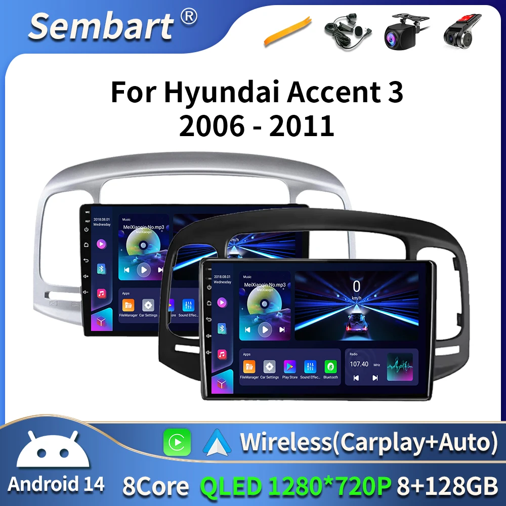 For Hyundai Accent 3 2006 - 2011 Car Radio Multimedia Video Player Navigation GPS Android16 No 2din 5G dvd