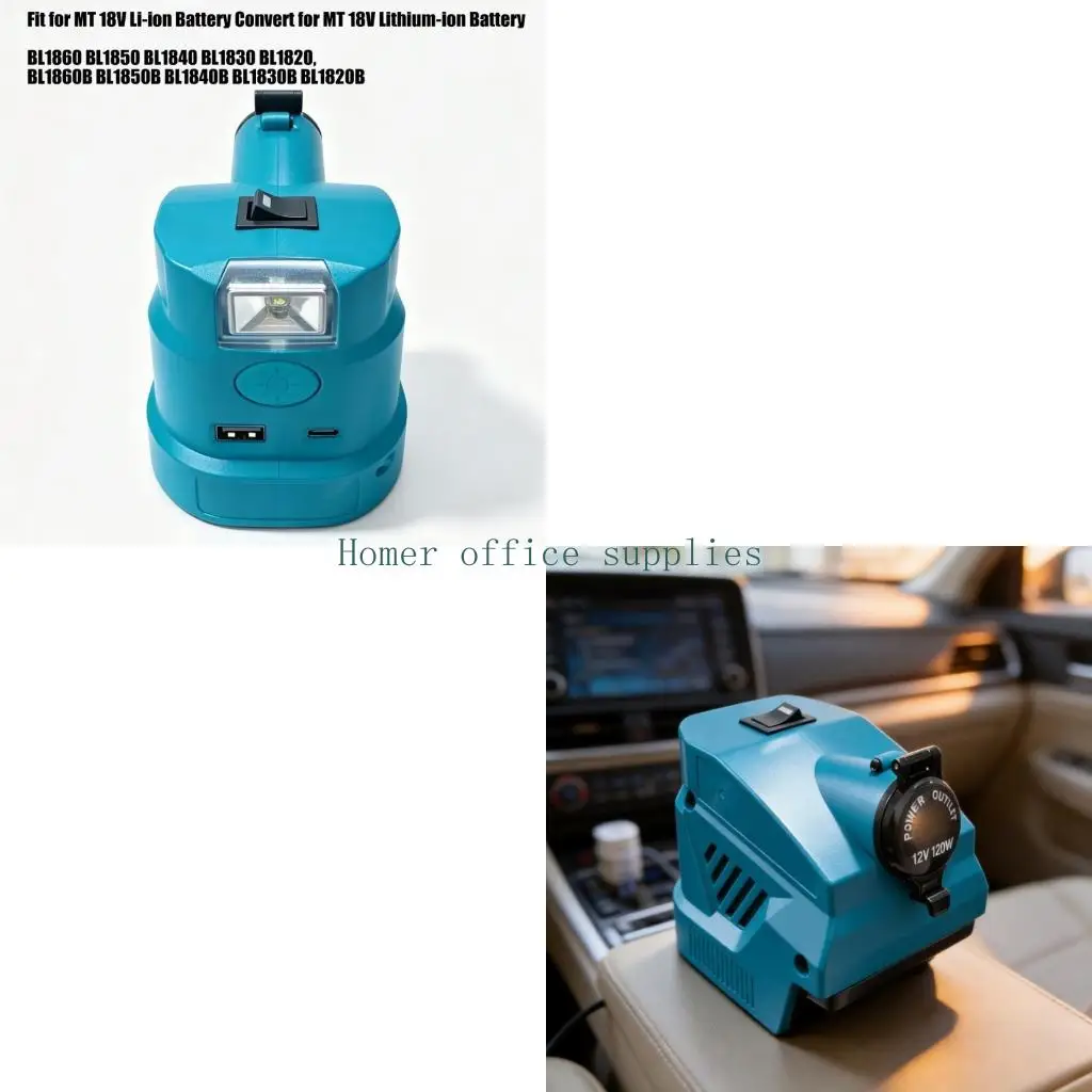 K43B Compactly Battery Adapter for BL1850B BL1840B With 12V Socket Power, Vented ABS Housing for Temporary Charging, Camping