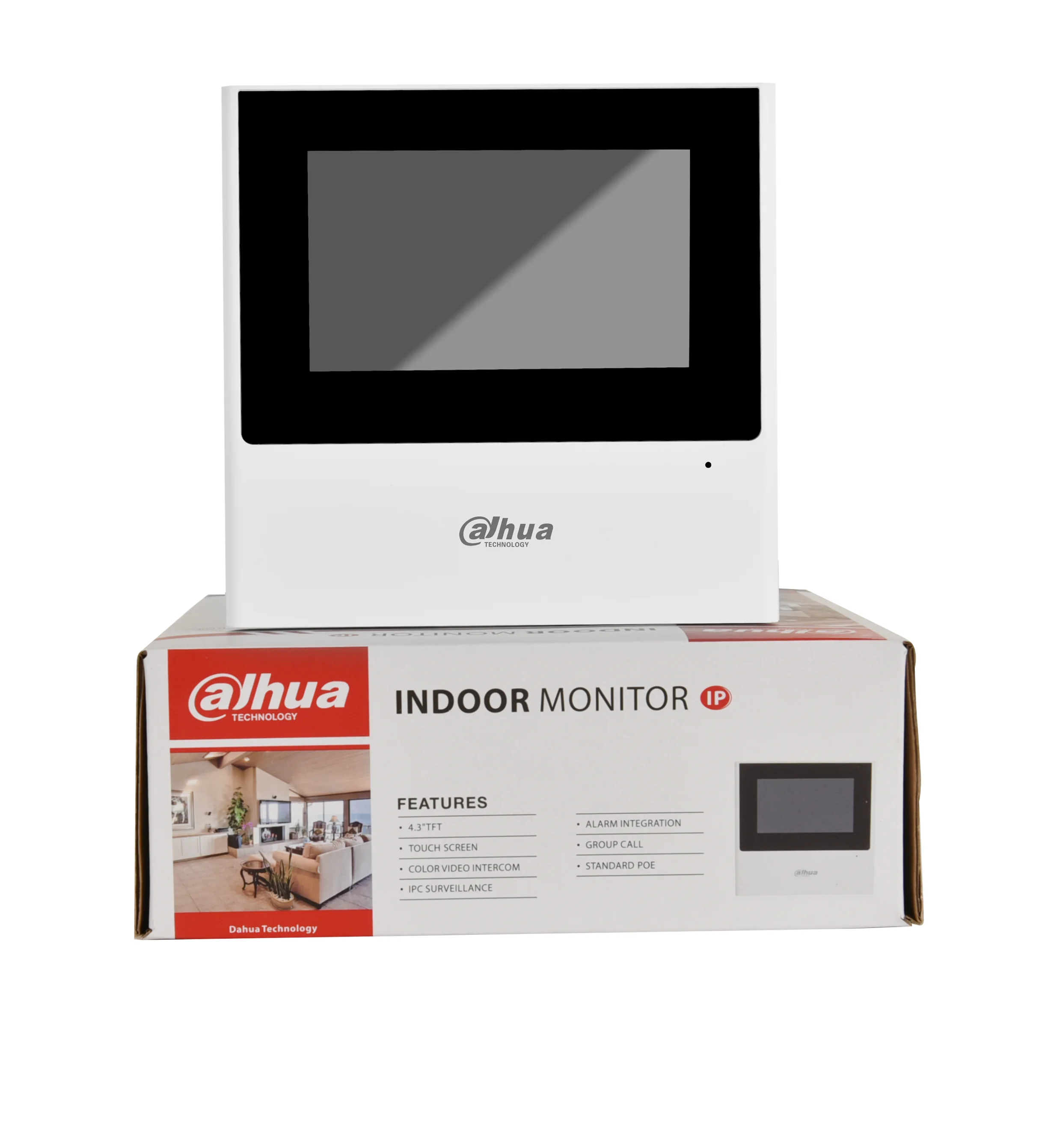 Dahua VTH2611L-WP IP & Wi-Fi Indoor Monitor Supports Standard PoE 4.3" TFT Capacitive TouchScreen 2-Way Audio Ethernet&Wi-Fi