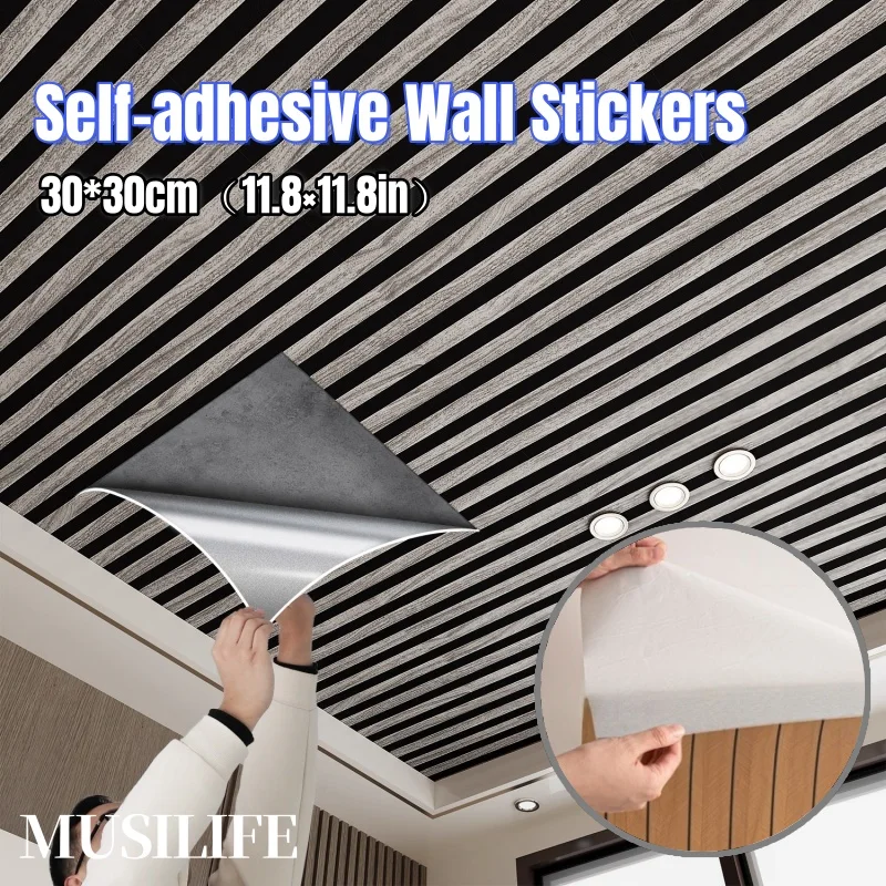 

Wood Grain Wall Tile Stickers Waterproof for Living Room Bedroom Kitchen Wall Decor Peel and Stick Wallpapers Easy To Install