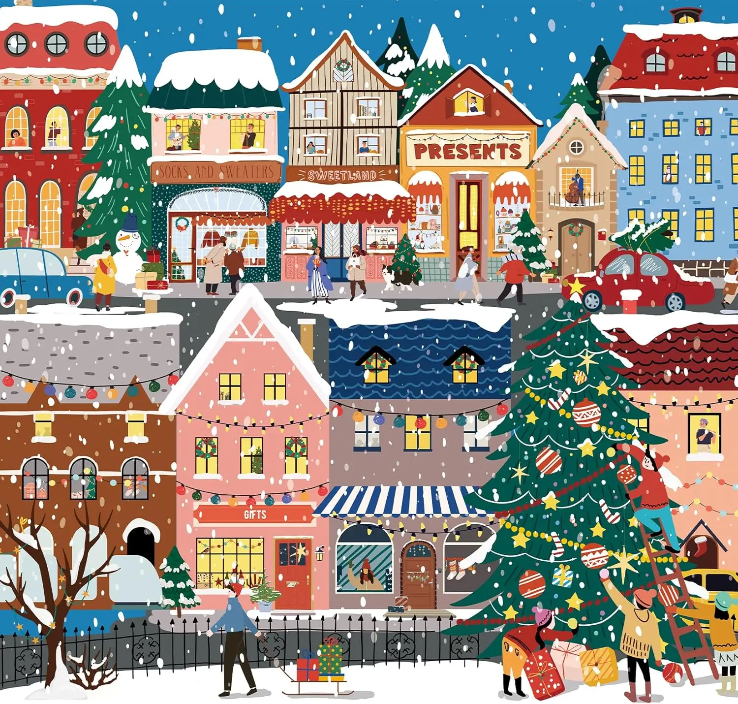 

Festive Winter Village Popular Jigsaw Puzzle 120/300/500/520/1000/1314 Pieces Educational Toy Home Decor Creative Gifts