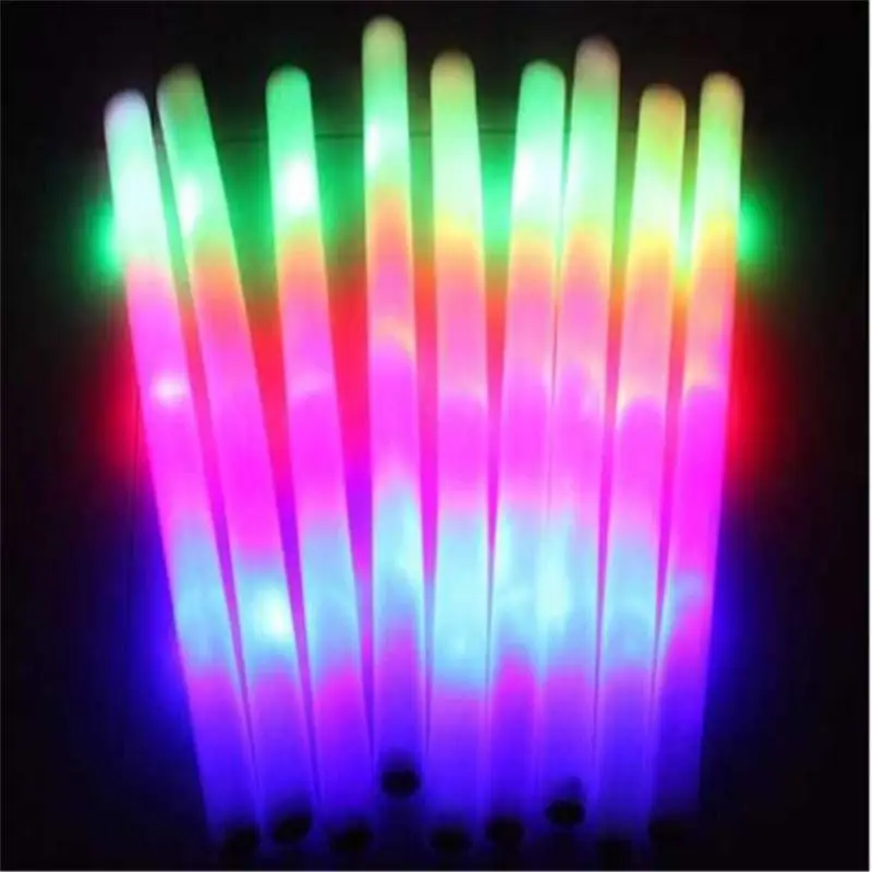 12/30/50/60Pcs RGB LED Glow Foam Stick Colorful Glow Sticks Bulk Cheer Tube Dark Light for Xmas Birthday Wedding Party Supplie