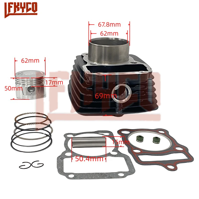 

Motorcycle 62mm Cylinder 15mm Pin Kit Motor for Honda CG125 Upgrade to 150cc CG150 Italika RT180 FT180 FT125 DT125 125z Block