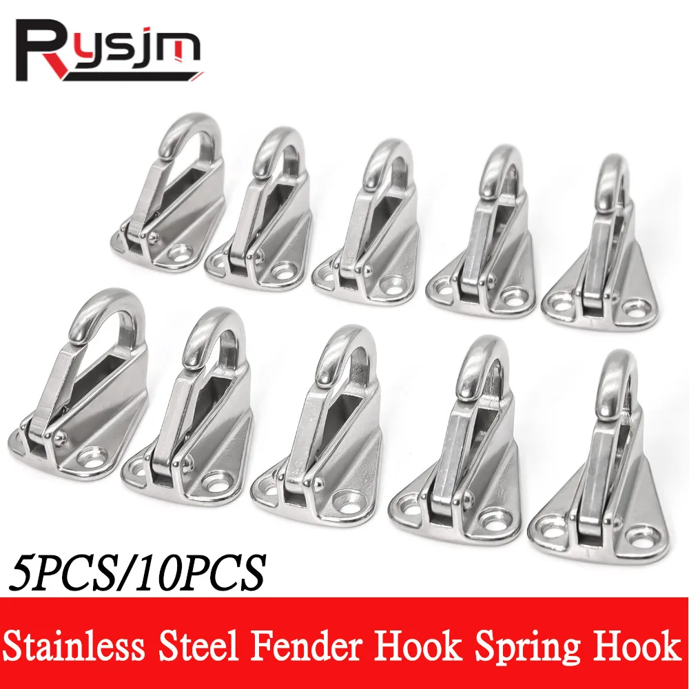 10/5PCS 316 Stainless Steel Fender Hook Spring Hook Snap Attach Rope Marine Fending Hooks Marine Hardware Boats Accessories