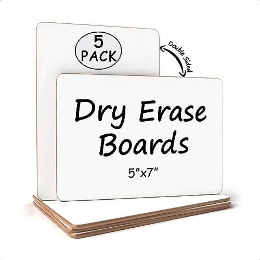 

Set of 5 Small White Board Dry Erase Boards Classroom Pack Mini White Boards 5 x7 Double Sided Personal Whiteboards for Student