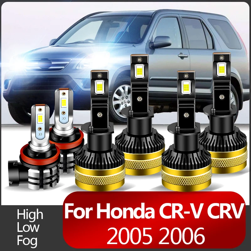 

2PCS 30000lm For Honda CR-V CRV 2005 2006 Car LED Headlight Bulbs High Beams Low Beams Fog lights High quality CANbus 6000k