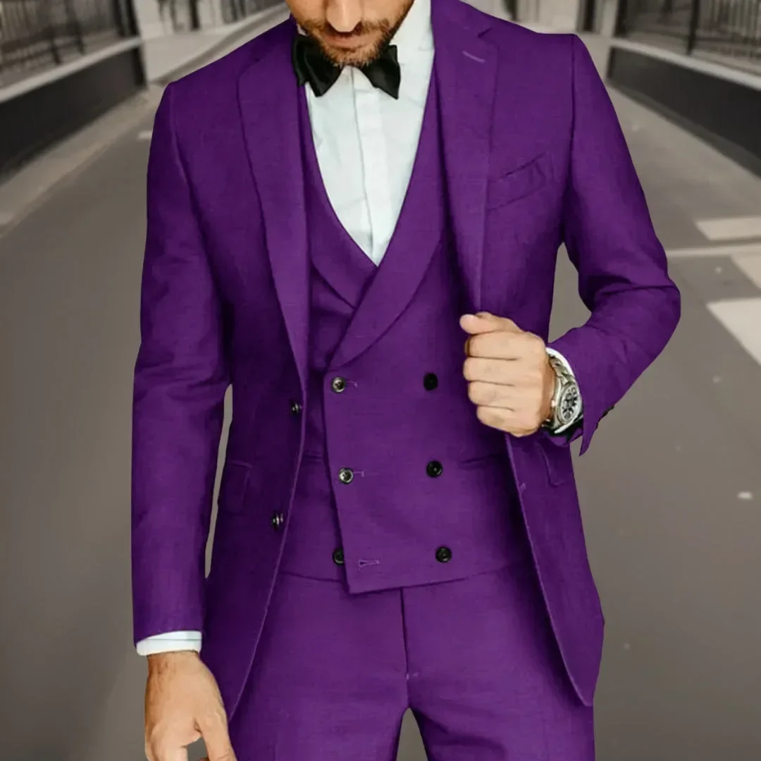 

k196 New simple groom and groomsmen tuxedo party suit slim fit business casual jacket suit three-piece set