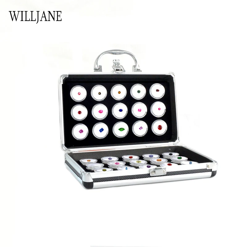 Foam Gem Jars Loosing Diamond Display Tray Metal Handle Pendant Bead Gemstones Storage Box Stone Collection Travel Carrying Case