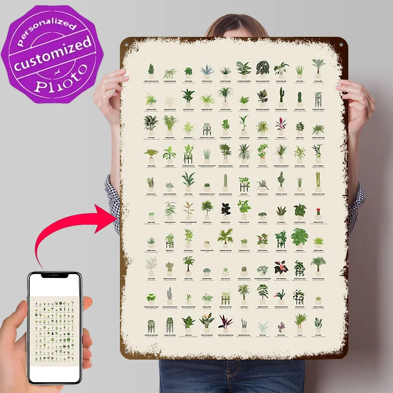 Houseplants Ultimate Guide Personalized 3D Textured Metal Poster Wall Art Tinplate Sign for Decoration Bedroom Home Decor Luxury