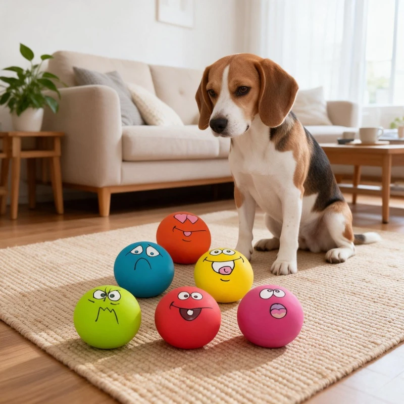 6pcs Dog Toys Pet Grinding Teeth Sound Toy Decompression Latex Ball Puppy Toy Expression Ball Interactive Pet Toy Dog Accessory