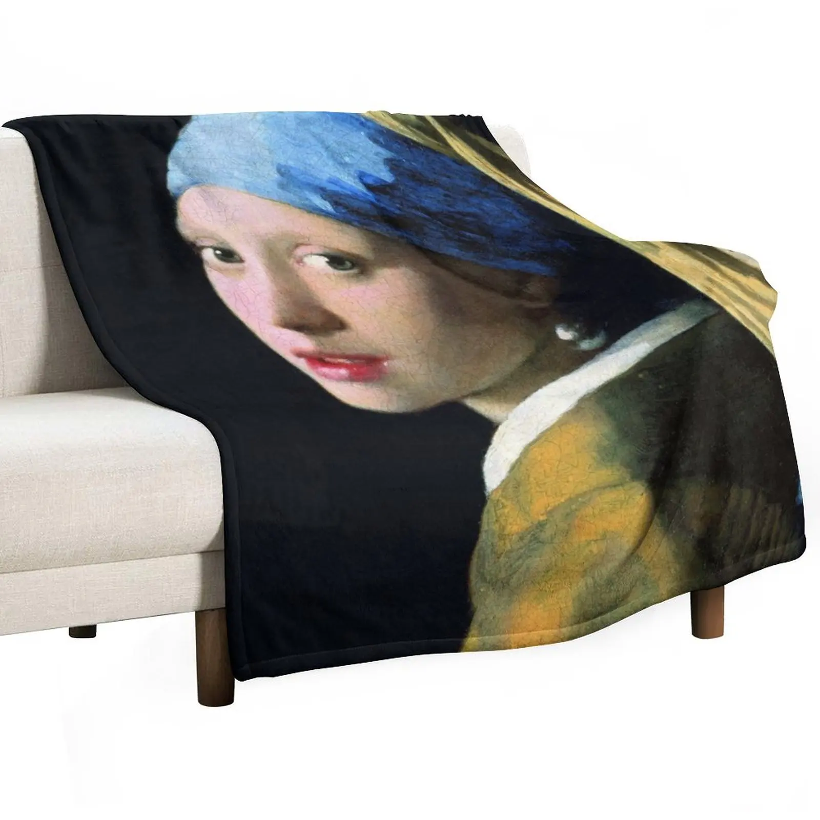 Jan Vermeer Girl With A Pearl Earring Throw Blanket warm winter christmas gifts Blankets