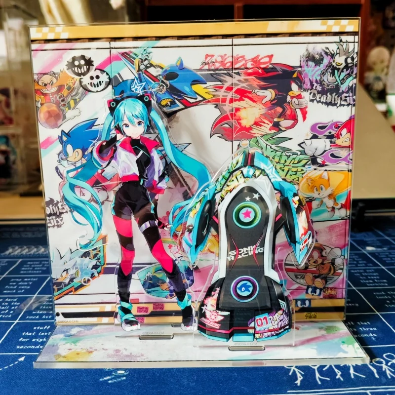 セガアクリルディスプレイスタンド初音ミクソニックレーシングクロスワールドコラボレーションデスク装飾グッズアニメゲームファン向け