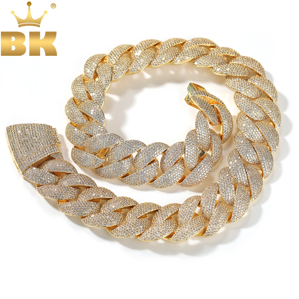 Uwin 24mm Heavy Bubble Cuban Necklace Micro Paved Out Cubic Zirconia Fashion Men's Bracelet HipHop Jewelry For Party Gift