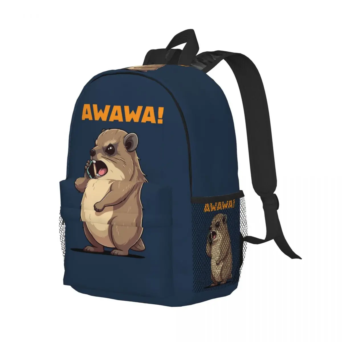 

Rock Hyrax Awawa On Phone Groundhog Dassi Backpack Student Boys Girls BookBag Kids School Bag Laptop Shoulder Bags for Men Women