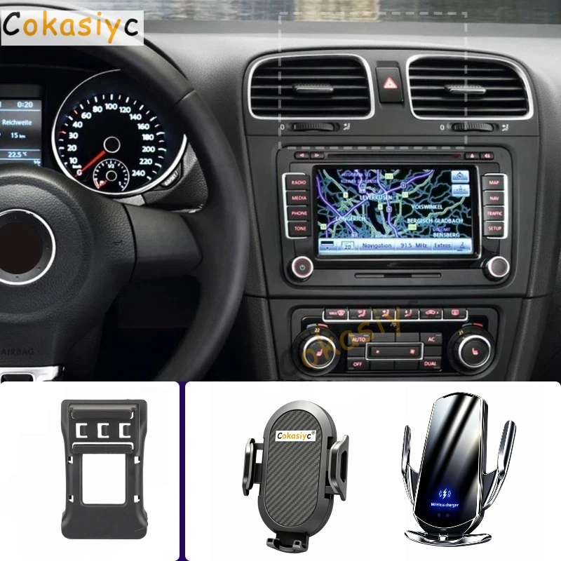 Car Phone Holder For Volkswagen VW Golf 6 MK6 2009 2010 2011-2013 Mobile Phone Mounts Car Wireless Charging Special Fixed Base