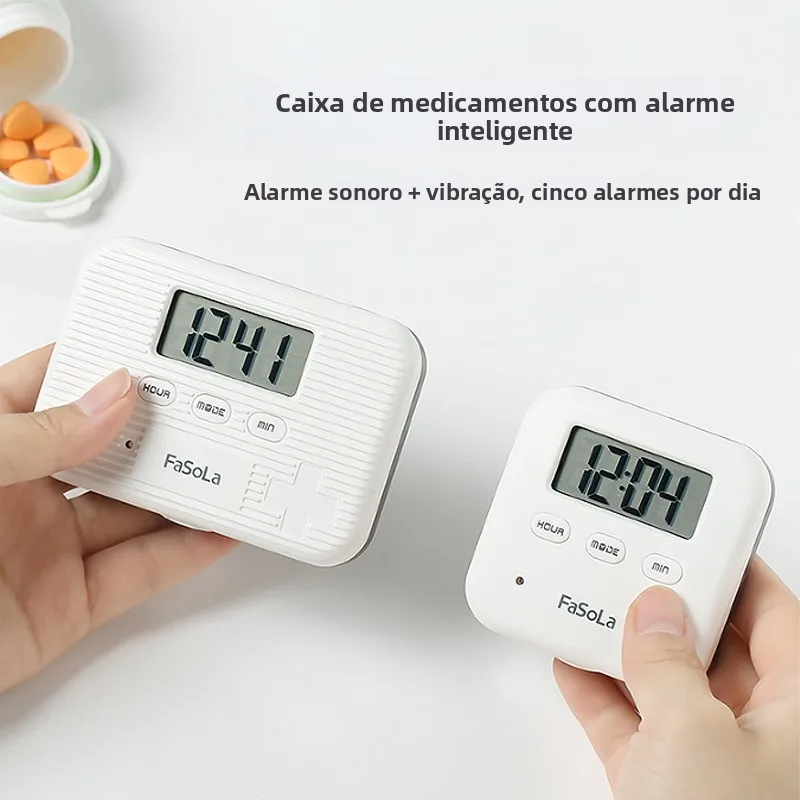 スマートピルボックス-携帯用食品グレード素材-ランチボックス型-薬オーガナイザー-アラームリマインダー付き-薬の持ち運び可能