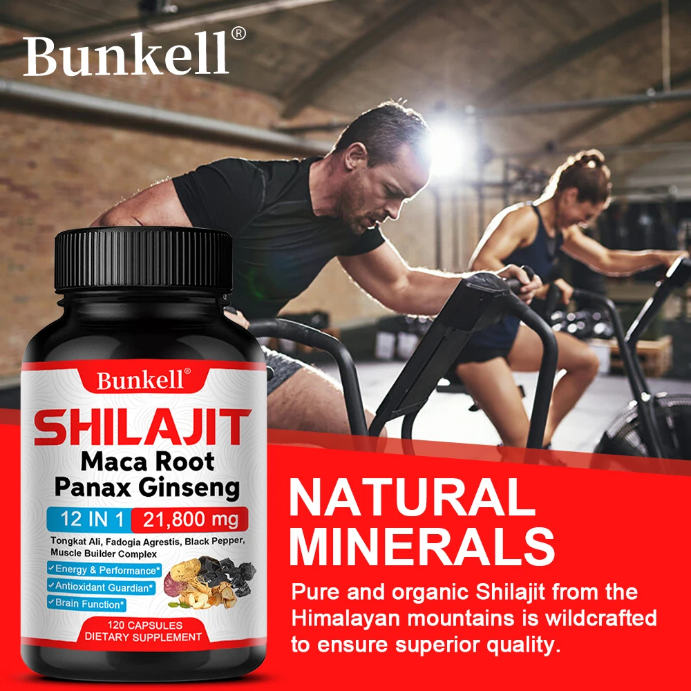 Shilajit Maca Ginseng Capsules 85 Multiple Trace Minerals - Enhances Brain & Focus Increases Energy Muscle Enhances Performance