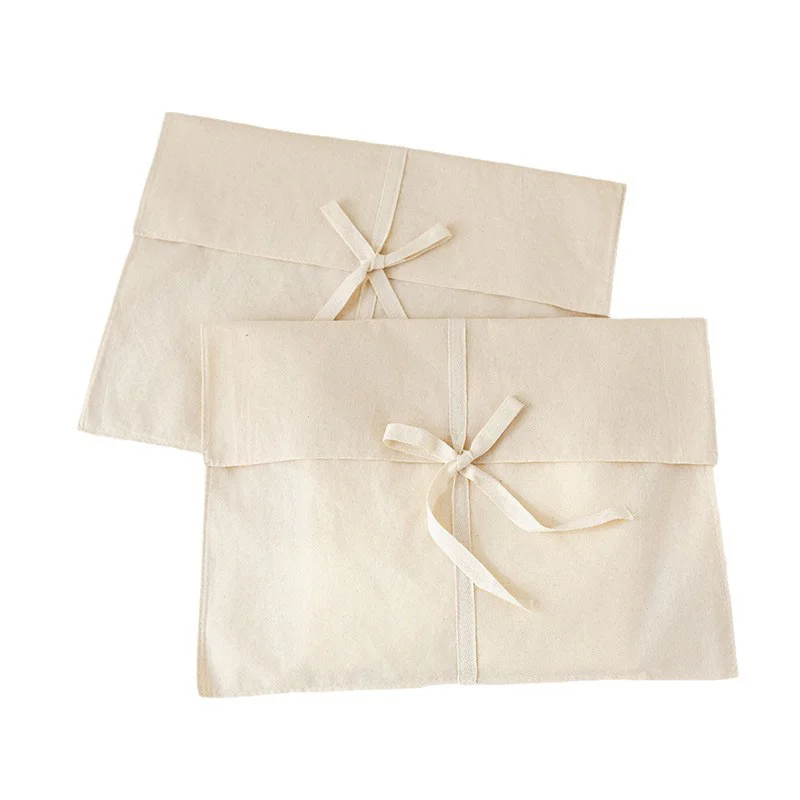 10pcs Blank Cotton Muslin Envelope Pouch With Ribbon for Scarf Skirt Handbag Cloth Reusable Gift Packaging Bag Eco-Friendly