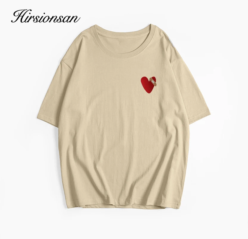 Hirsionsan Red Heart Graphic Printed T Shirt Women Summer Cotton Soft Short Sleeve Tee Female Oversized Higt Street Gothic Tops