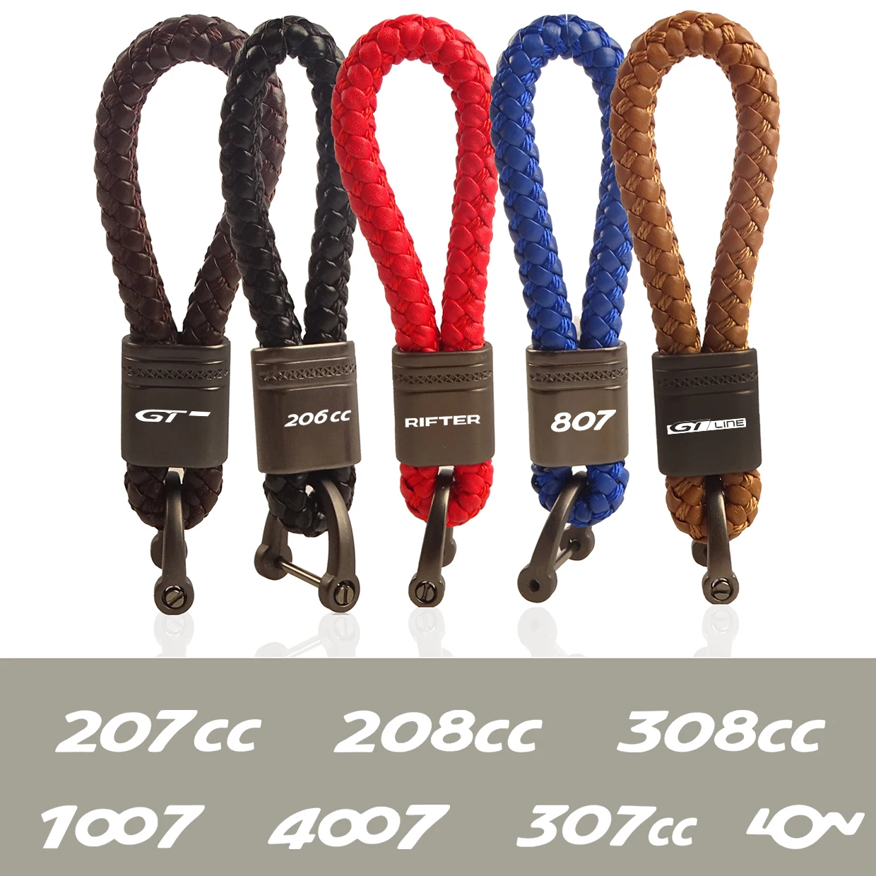 Metal leather Rope car key chain keychain For Peugeot 206cc rifter 807 207cc 208cc 308cc 1007 4007 307cc lon GT line accessories