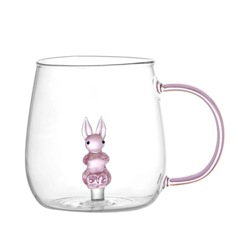 3D Cartoon Animal Shaped Glass Cup Cute Single Layer Home Water Coffee Glass for Guests Juice And Cold Drinks