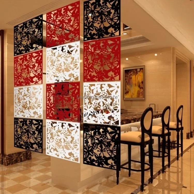 Hanging Screen Partition Panel, Room Curtain, Home Fashion, Butterfly, Bird, Flower, White, Black, Red, 8 Pcs room divider panel