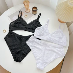 FINETOO 2Pcs Lace Sexy Bra Set Transparents Women Lingerie Set Fitness Bralette Swimming Suit Sports Woman Sexy Underwear Sets