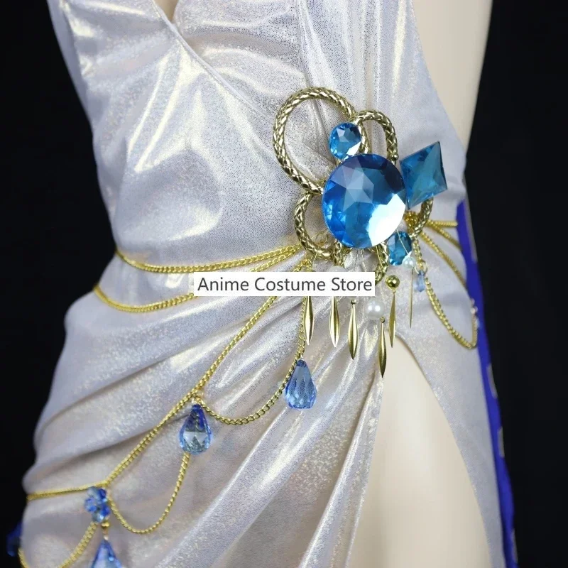 Gra NIKKE Anime peryferyjne Helen-Alice przebranie na karnawał Christmas Party biała gładka satynowa sukienka seksowna bogini elegancka sukienka garnitur