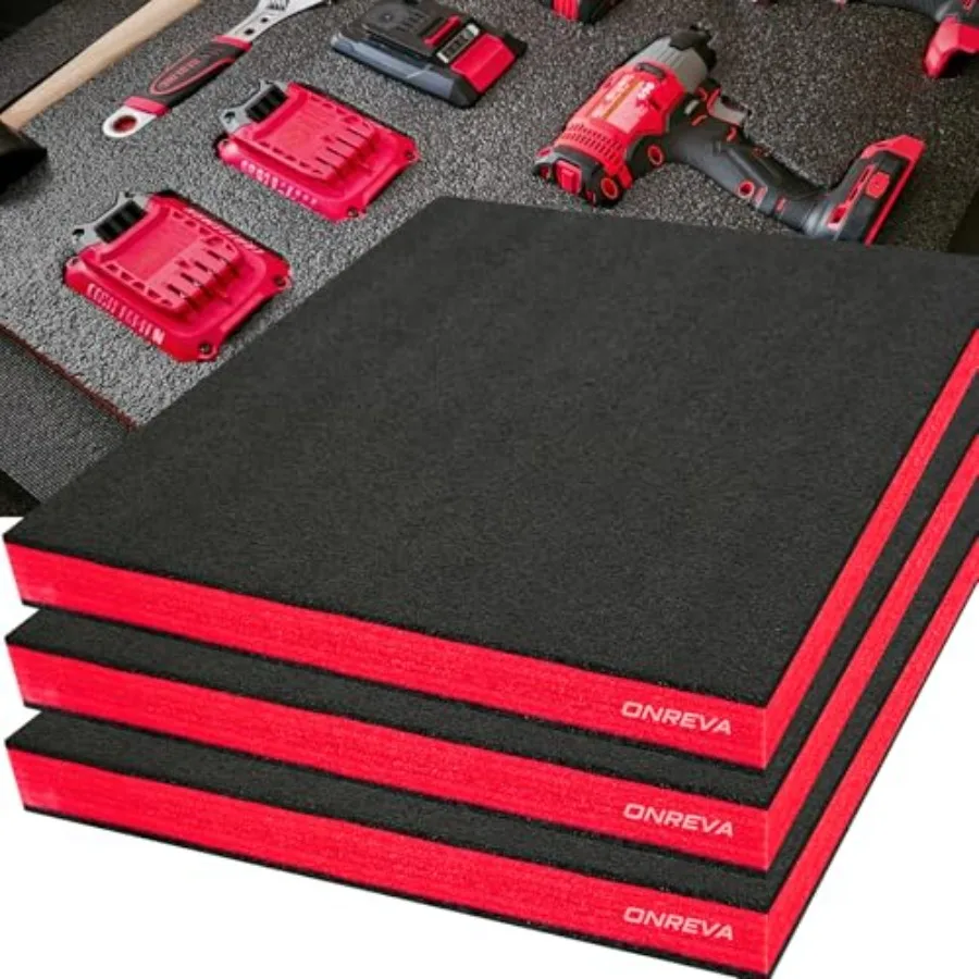 

ONREVA Tool Box Foam 3Pack 22x18x2 inch Foam Inserts for Cases Polyethylene Storage Sheets for Toolbox Hard Case Tool Shadow In