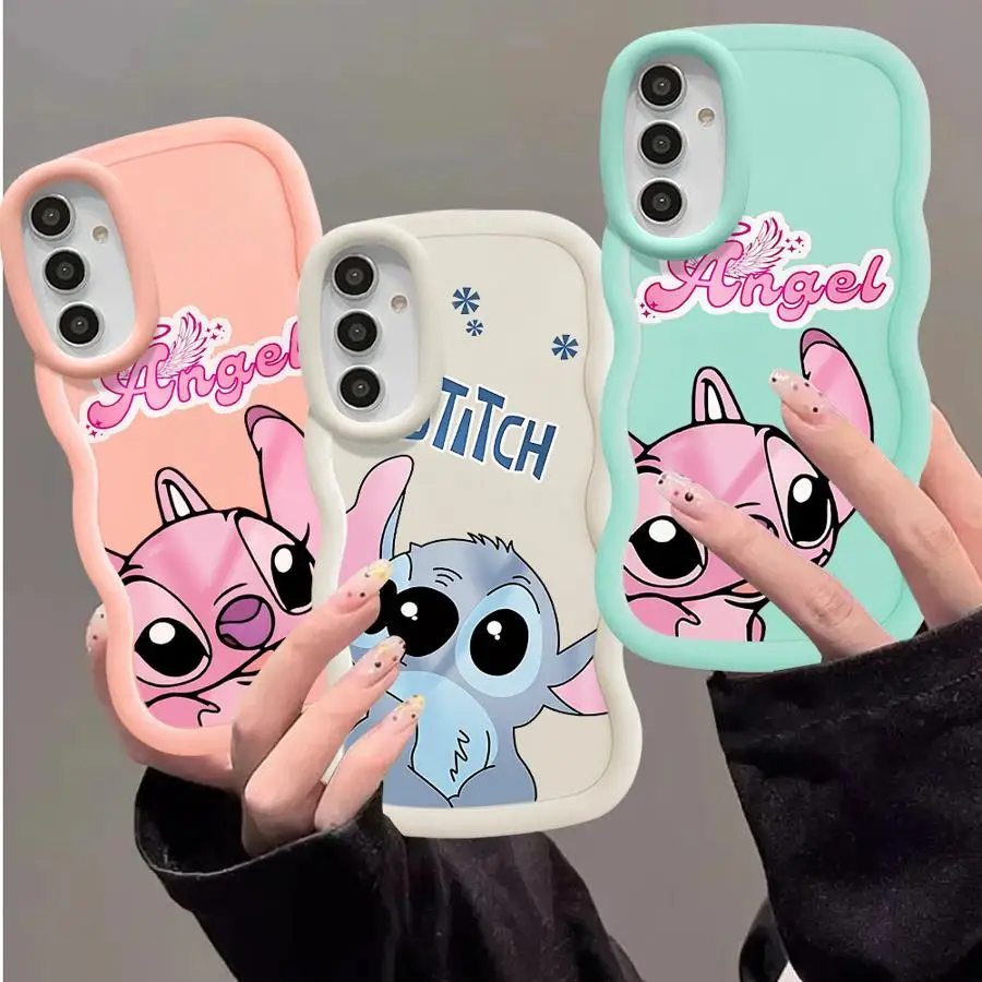 Disney Stitch Angle Lover Phone Case for Samsung Galaxy A11 A12 A13 A14 A15 A21s A23 A24 A33 A51 A53 A54 A73 4G 5G Soft Cases