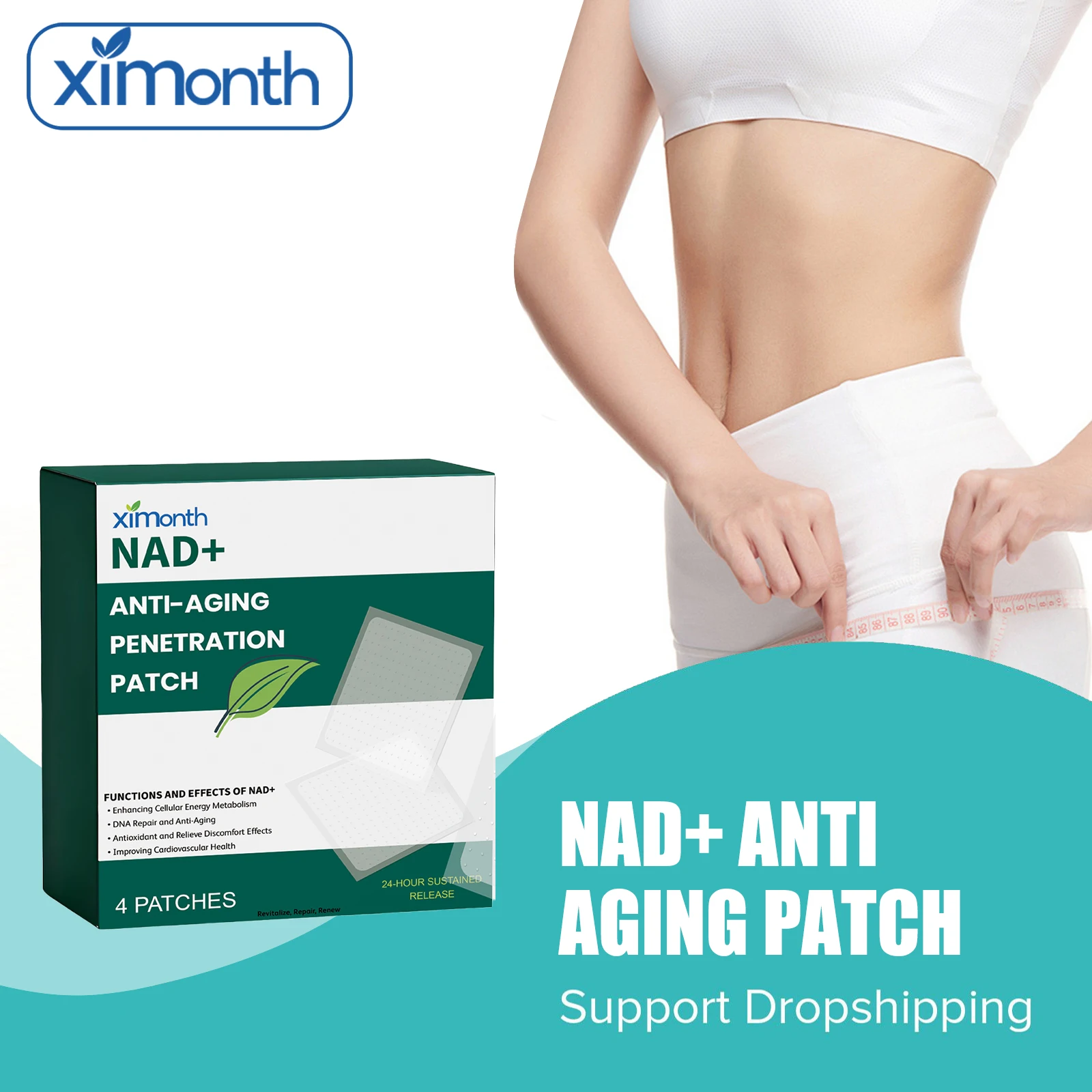 

NAD Transdermal Patch Support Energy Enhance Immune Focus Cell Regeneration Firming Skin Anti Aging Body Wellness Shaping Patch