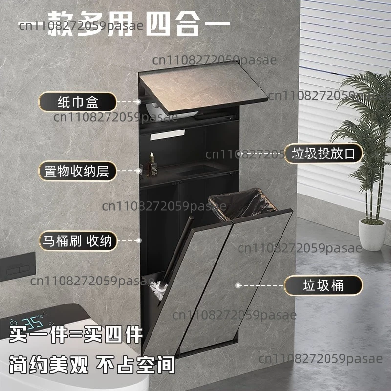 Hidden stainless steel niche, bathroom, embedded garbage bin, tissue box, storage rack, customizable cabinet