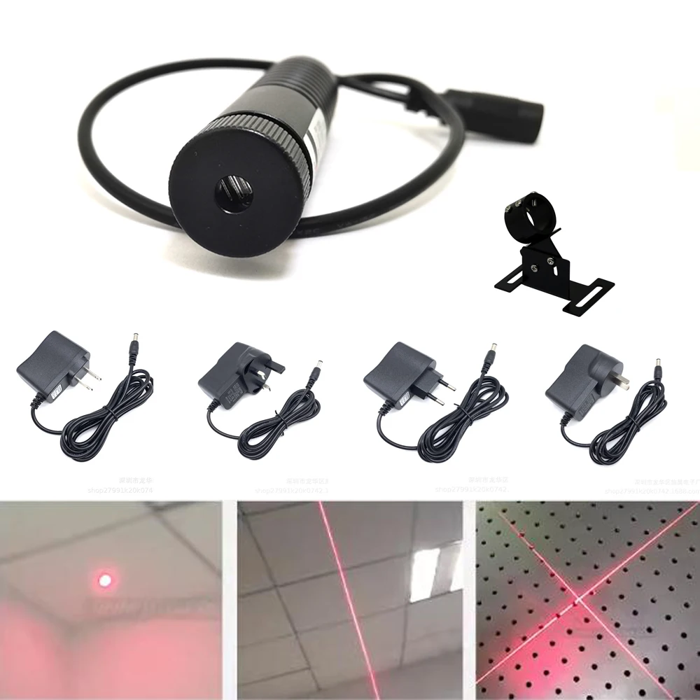 Red 650nm 100mW Laser Dot Line Cross Module 22x91mm w/Adapter US/EU/AU/UK DIY High Power