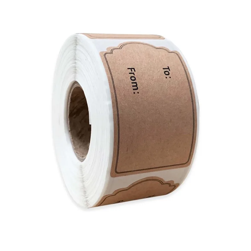 300Pcs Handmade Kraft Self Adhesive Stickers, Decorative Gift Series Sealing Labels for Craft Packaging