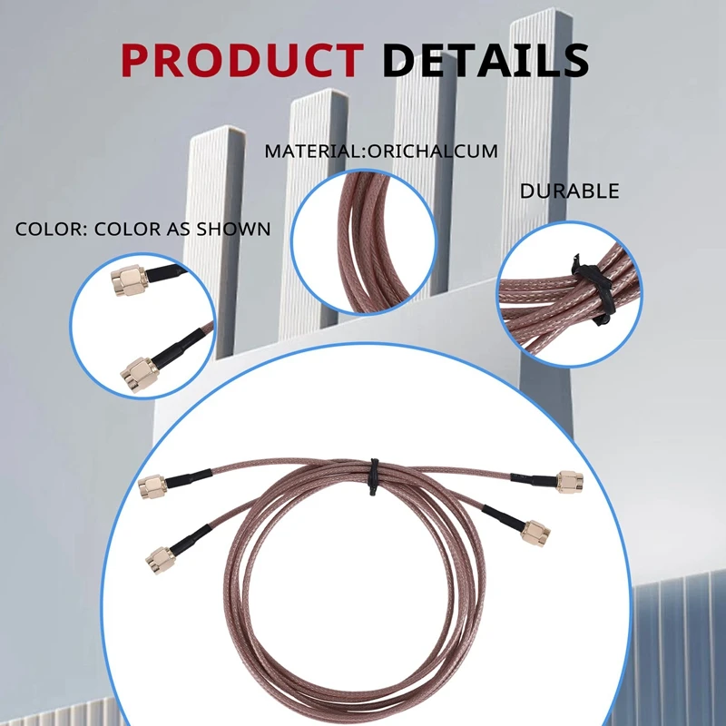 2Pcs RG316 Wire Jumper SMA Male To SMA Male Wifi Antenna Extension RF Coaxial Coax Cable Adapter Jumper(100Cm)