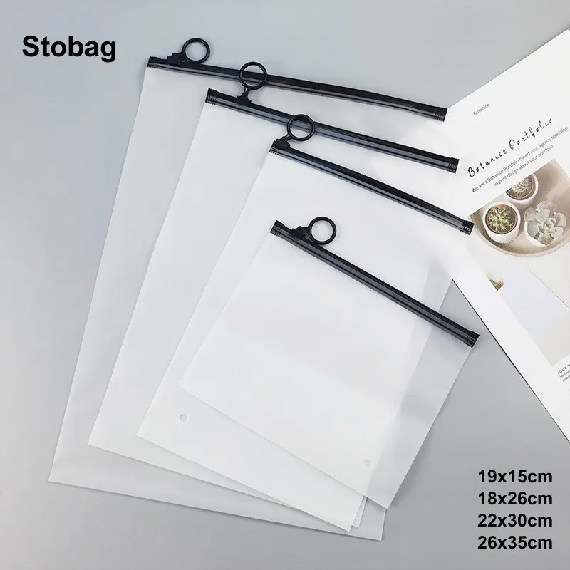 

StoBag 50pcs Wholesale Frosted Transparent Clothes Packaging Zipper Bag Plastic Sealed Underwear Shirt Storage Reusable Pouches