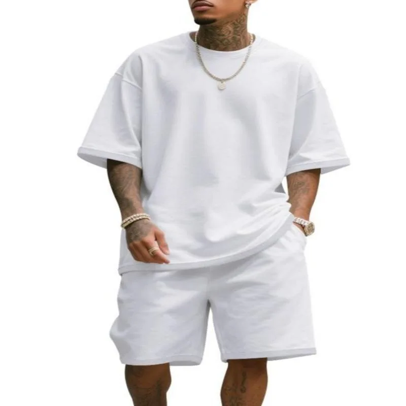 

G 63801 Men's Summer Heavyweight Shorts Set Non-fading Nine-point Sleeve Length Other Style Other Fabric Cross-Border