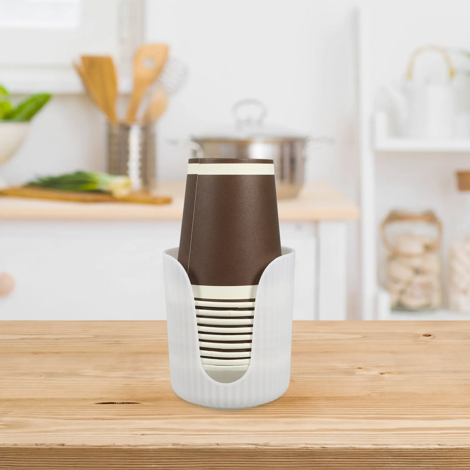 

2 шт., белый бумажный держатель для стаканчиков, настольный органайзер, складной диспенсер для кофейных чашек, вертикальный контейнер, стеллаж для хранения, легкий доступ