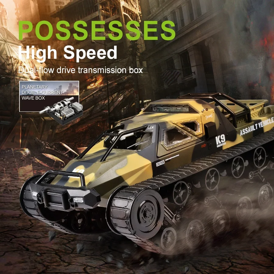 High Speed Electric Tracked Tank Toy 2.4G Remote Control RC Car for Kids All Terrain Off-Road Armored Vehicle
